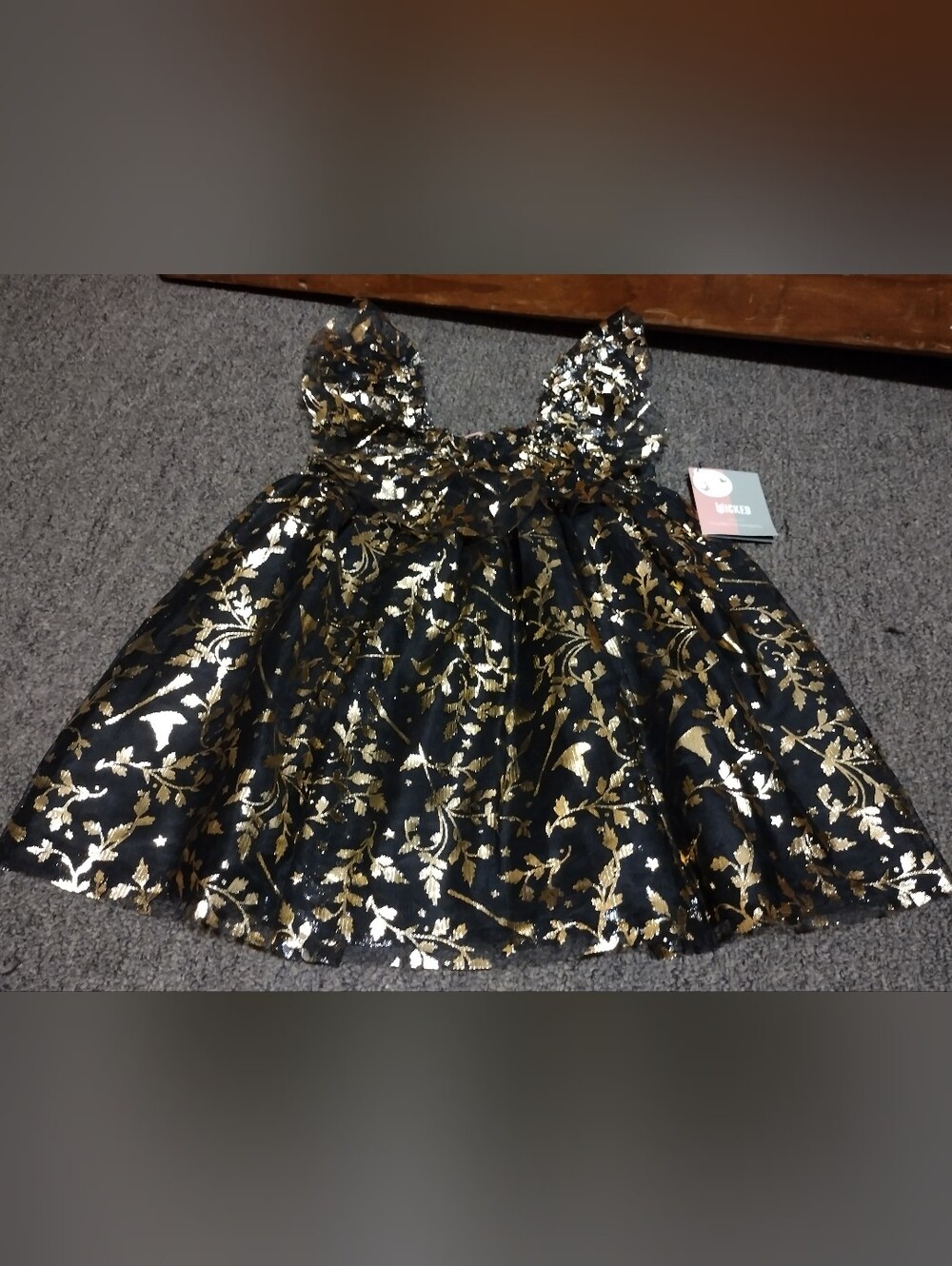 Wicked Toddler Girls Black & Gold Summer Dress